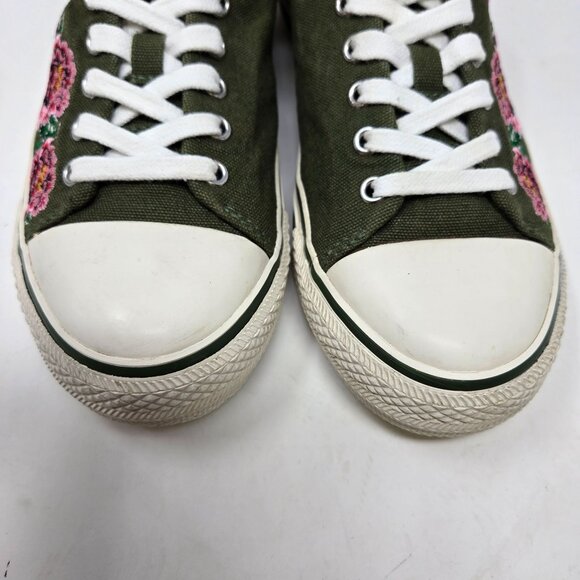 Ash 38 Vipera Snake Serpent Floral Embroidered Green Canvas Sneakers 7.5 8 - Picture 12 of 12